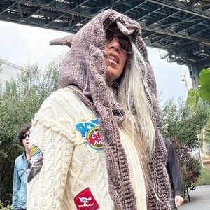 Unisex Handmade Chunky Knit Hooded Scarf - Halloween Cozy Street Style 🤎